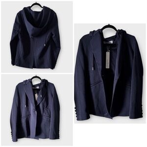 NEW The Modern Abstract navy blue blazer jacket with detachable hood size large